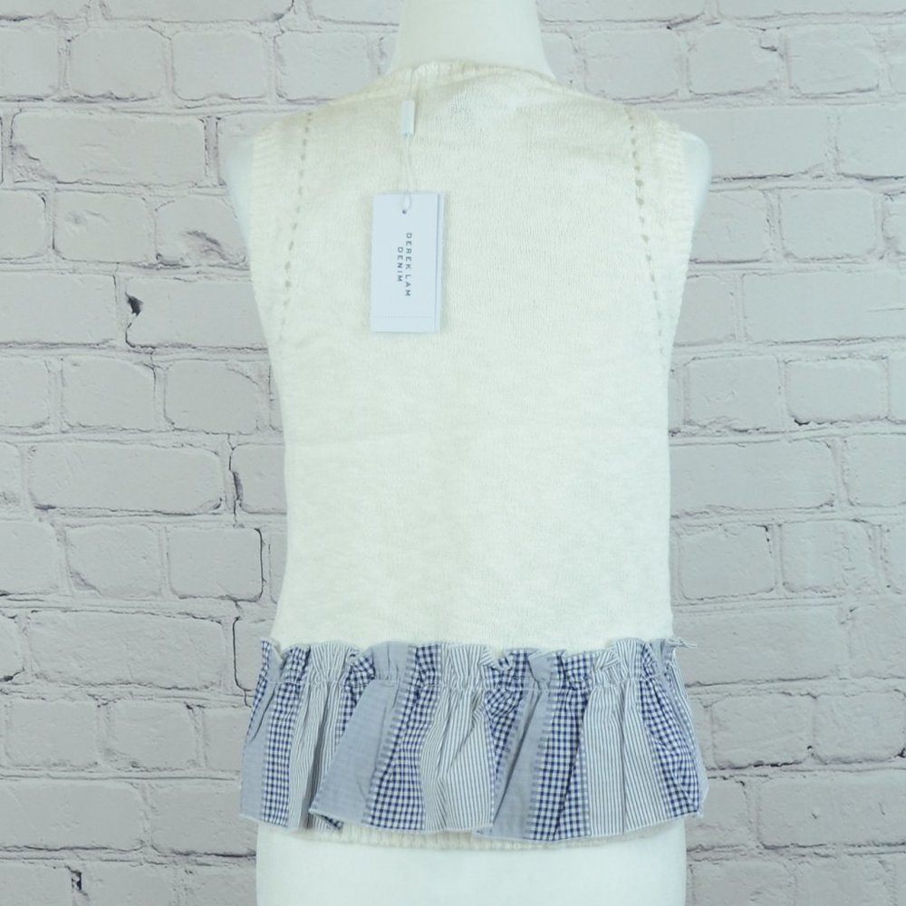 NWT DEREK LAM Cropped Shell w/ Ruffle Trim - Picture 4 of 7